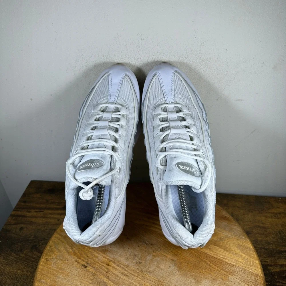 Nike Air Max 95 Triple White Running Shoes CT1268-100 Men's Size 12 Sneakers - Picture 6 of 8